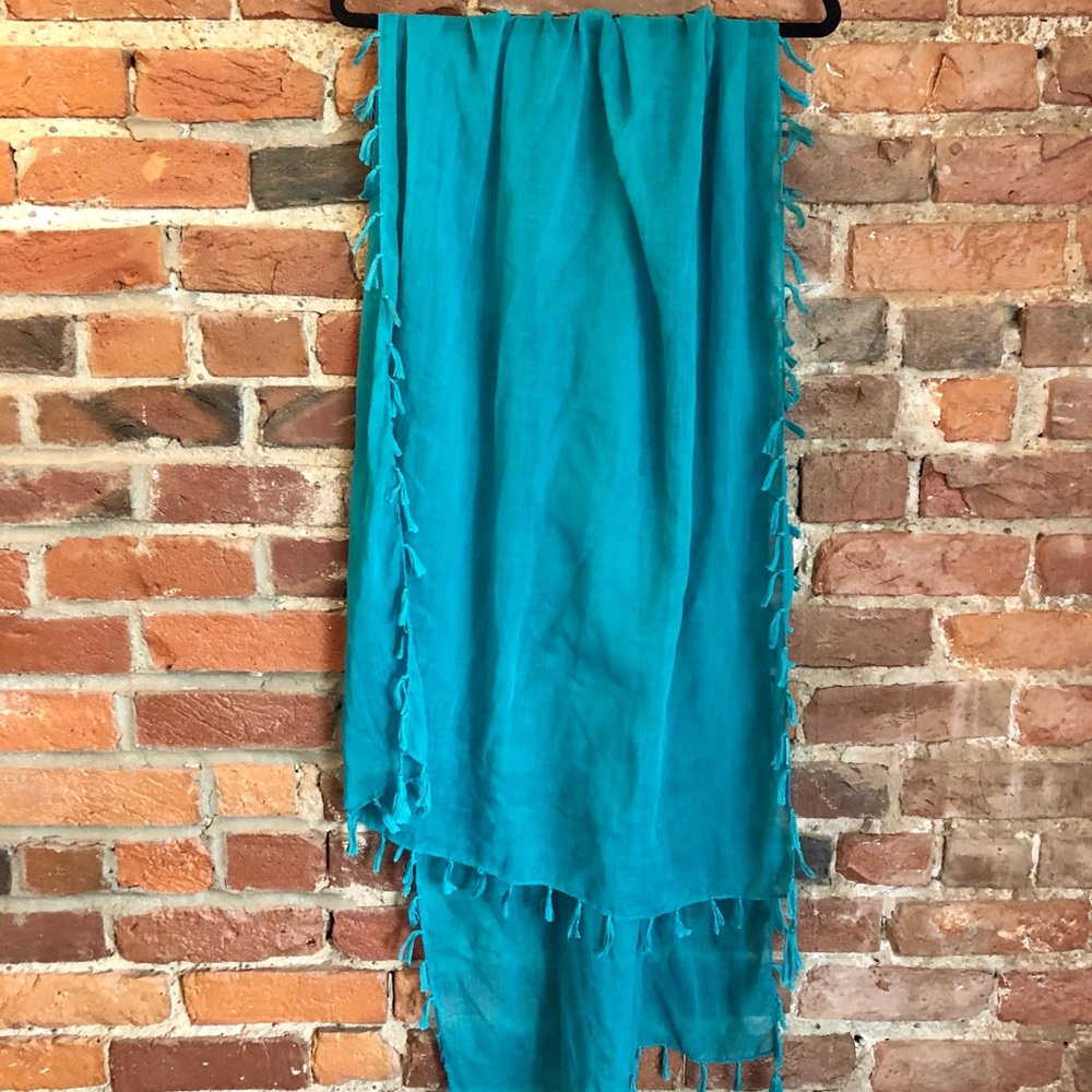 Turquoise Fringed Scarf